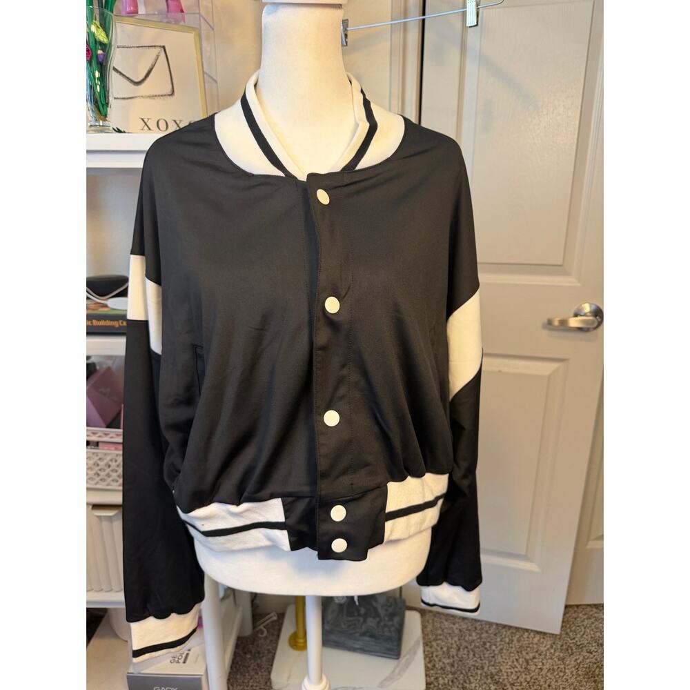 Black and cream bomber jacket